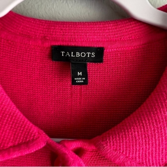Talbots Pink Button Knit Stretch Blazer Preppy  - Size Medium - Picture 3 of 6